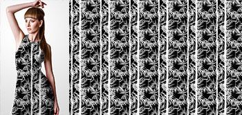12009v Materiał ze wzorem monochromatyczne liście bambusowe wraz ze stylizowanymi pasami w formie łodyg